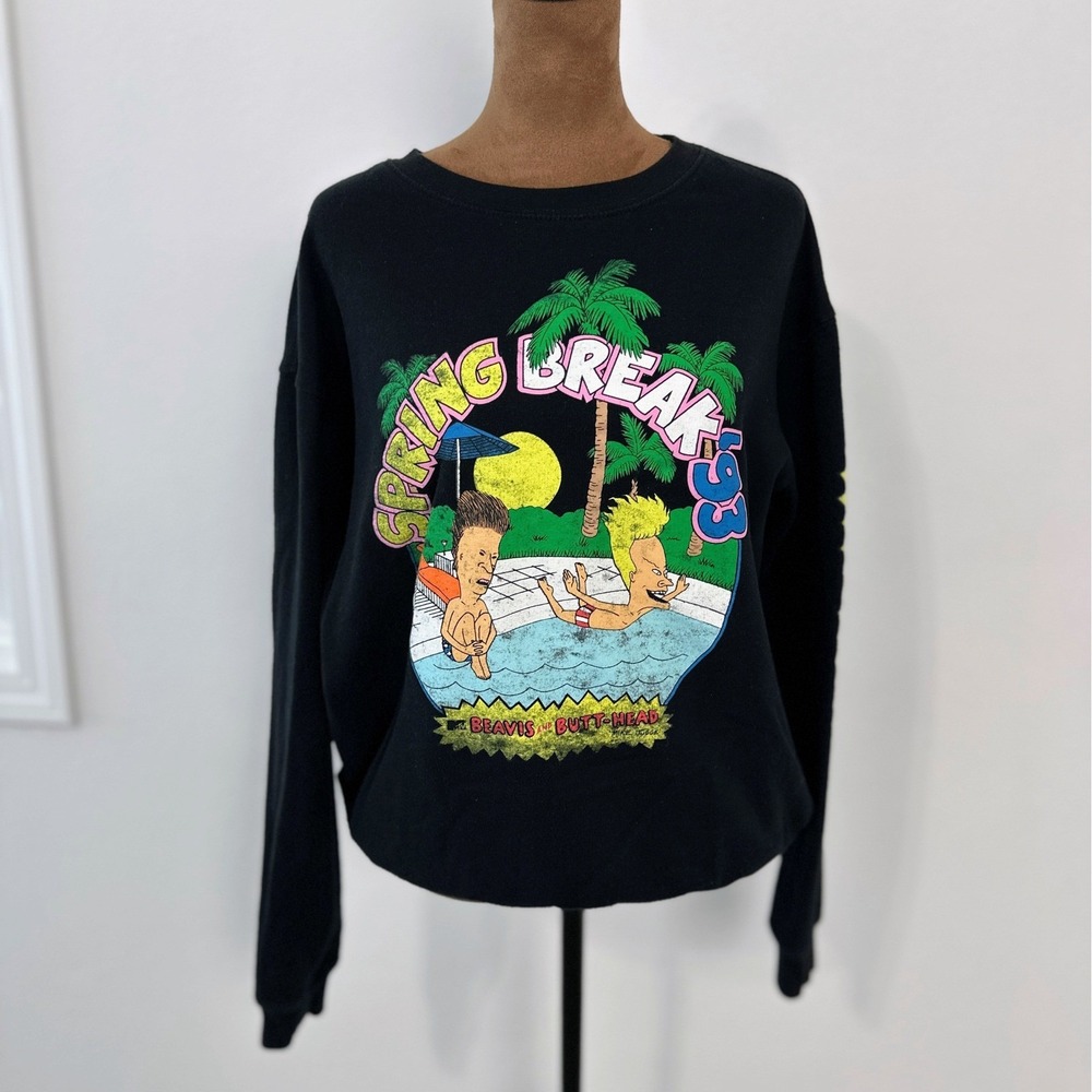 MTV Beavis and Butt-Head Sweatshirt Mens Small Black Good condition